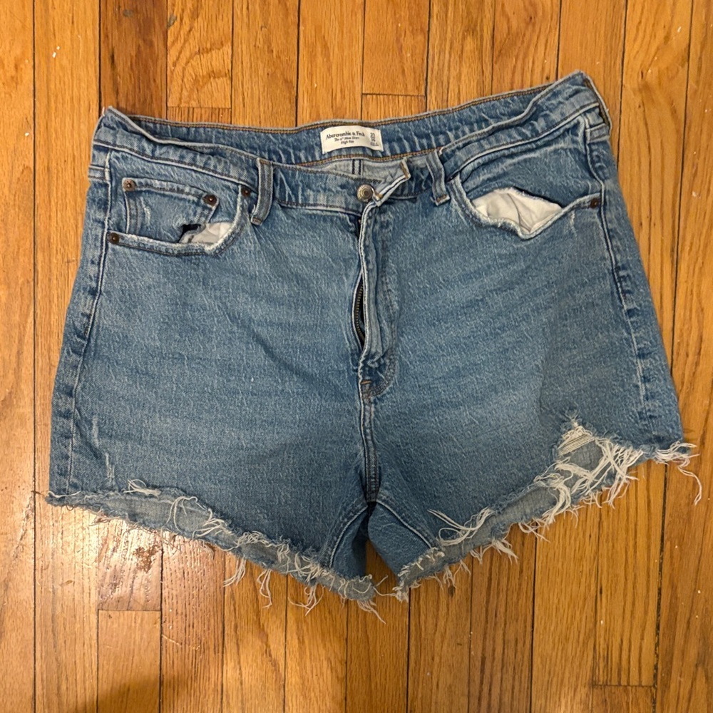 Abercrombie & Fitch Blue Frayed Jean Shorts